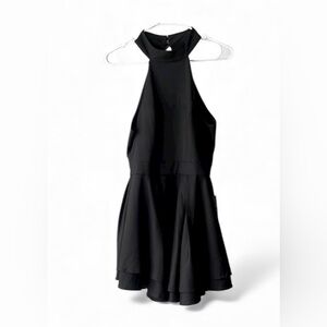 Lulu's Black Sleeveless Halter Prom Dress